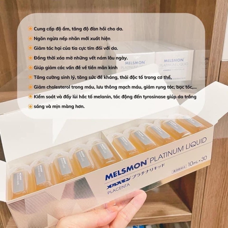 Nước uống nhau thai ngựa Melsmon Platium liquid Nhật Bản