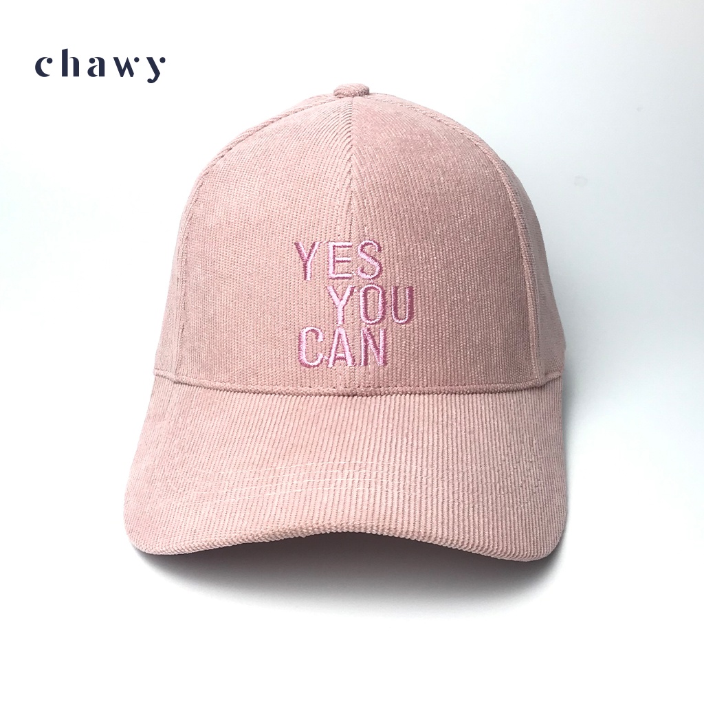 Mũ lưỡi trai nhung unisex, Nón kết nhung nam nữ thêu chữ Yes You Can phong cách Ulzzang Chawystore - K12