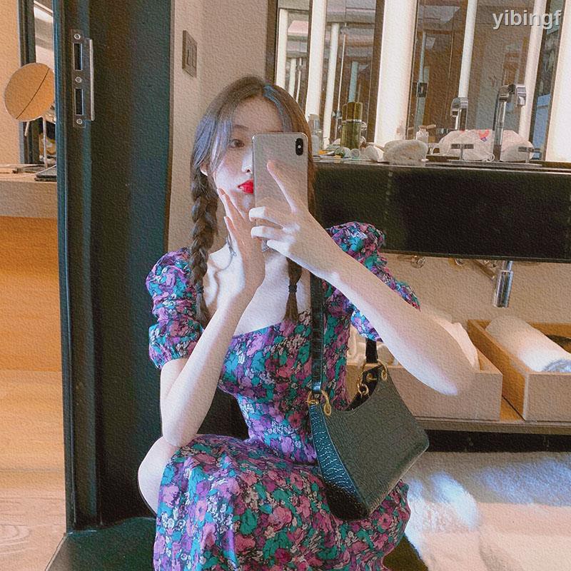 Đầm Hoa Cổ Vuông Tay Phồng Xẻ Tà Thời Trang 2020 Cho Nữ | BigBuy360 - bigbuy360.vn