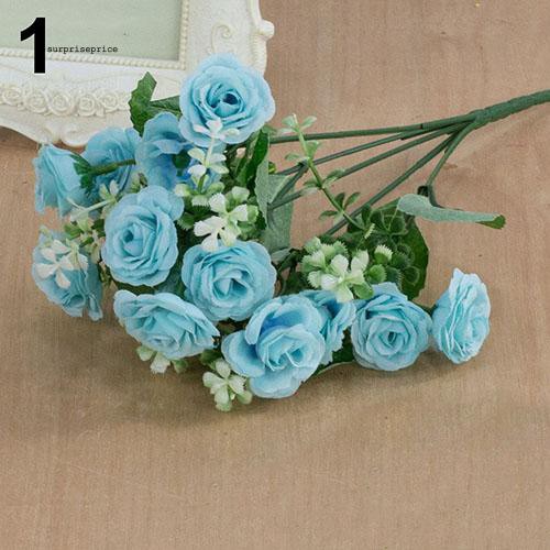 Cành 15 đầu hoa hồng nhân tạo màu sắc sống động đẹp mắt