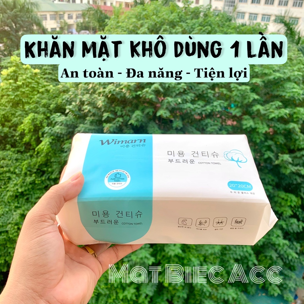 Khăn mặt khô dùng 1 lần, giấy đa năng Wimarm dày dặn 100% cotton