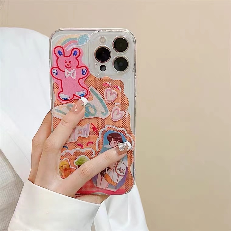 Ốp Điện Thoại Trong Suốt In Hình Gấu Thỏ Cho iPhone 13 12 Pro Max Xr Xs Max 11 Pro Max 7 8 Plus