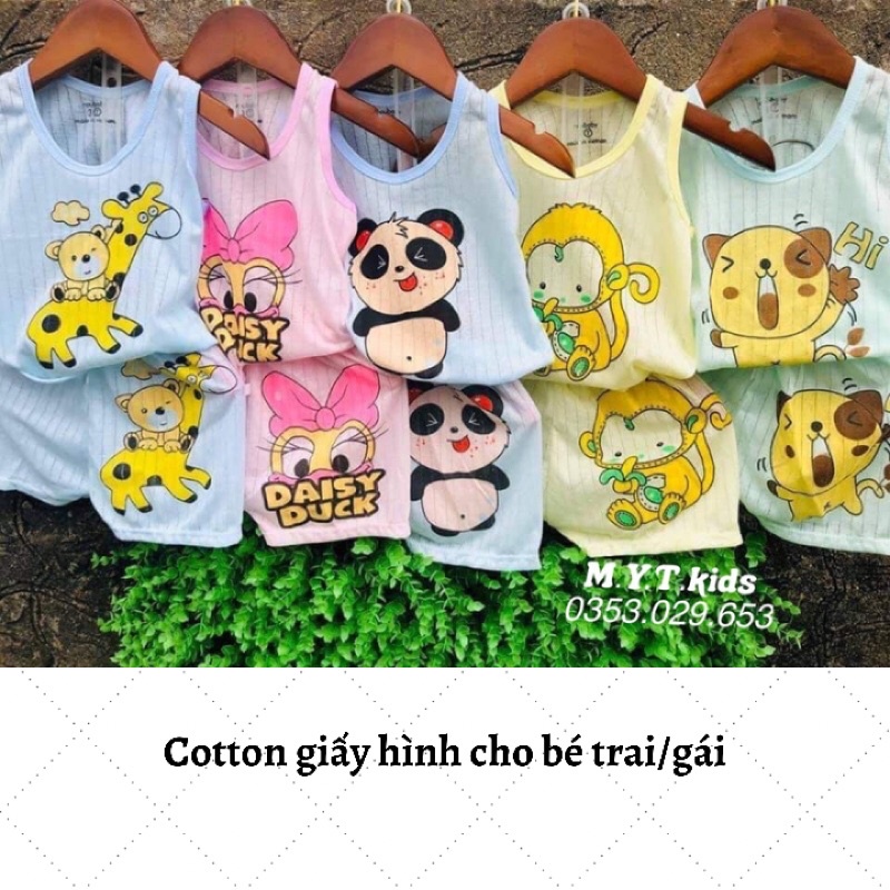 bộ cotton giấy nhiều hình bé trai/gái Ms6666