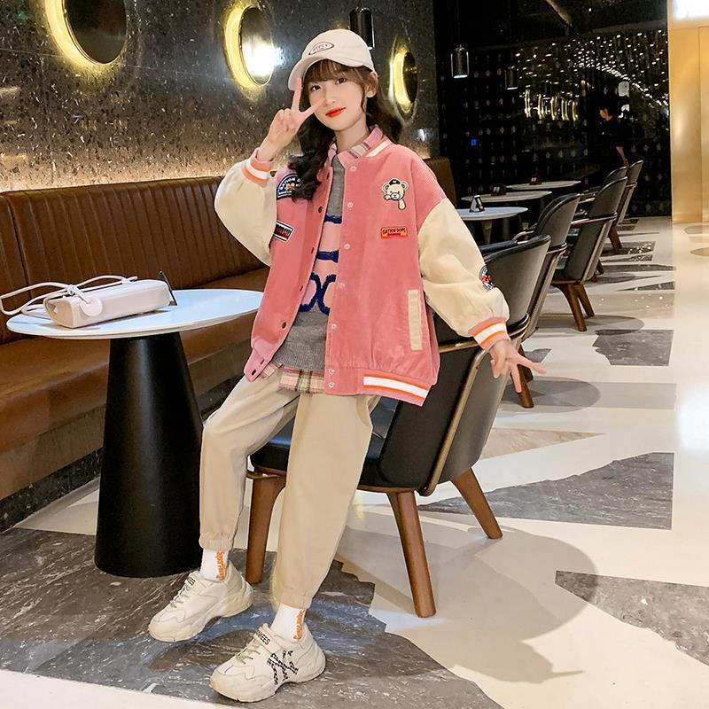 Áo khoác bóng chày phong cách phương Tây thời trang mùa thu 2021 size lớn cho bé gái