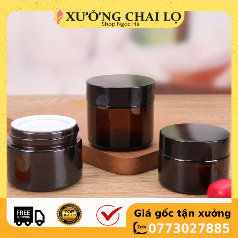 Hũ Chiết Mỹ Phẩm ❤ GIÁ RẺ NHẤT ❤ Hũ Chiết Mỹ Phẩm Thủy Tinh Nâu 10g,15g,20g,30g,50g,100g đựng kem face .