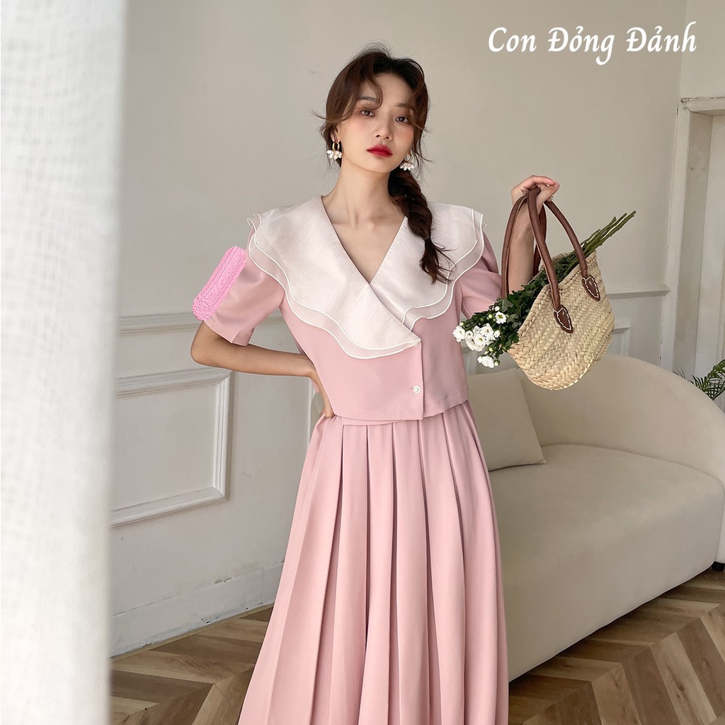 Set Áo Vest Váy Xếp Ly công chúa tiểu thư kiểu Pháp con đỏng đảnh AC014