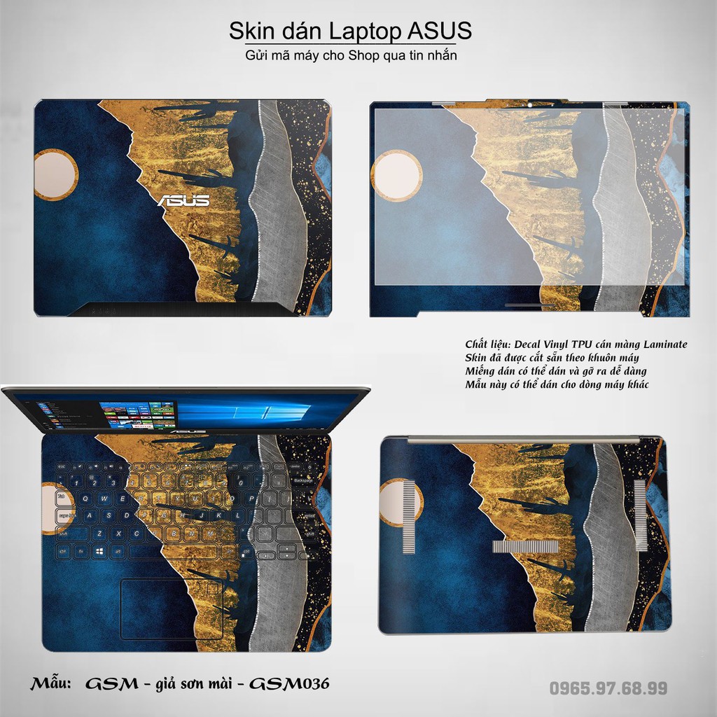 Skin dán Laptop Asus in hình giả sơn mài (inbox mã máy cho Shop)