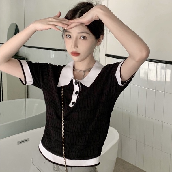 Áo thun ZHELIHANGFEI cổ polo tay ngắn dễ phối đồ thời trang dành cho nữ