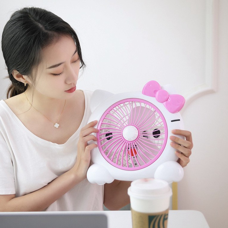 Quạt Để Bàn Hình Thú Dễ Thương - Quạt Điện Nhỏ Để Bàn Văn Phòng, Giường Cho Bé, 2 Tốc Độ Gió,20W, KT 29x29x13