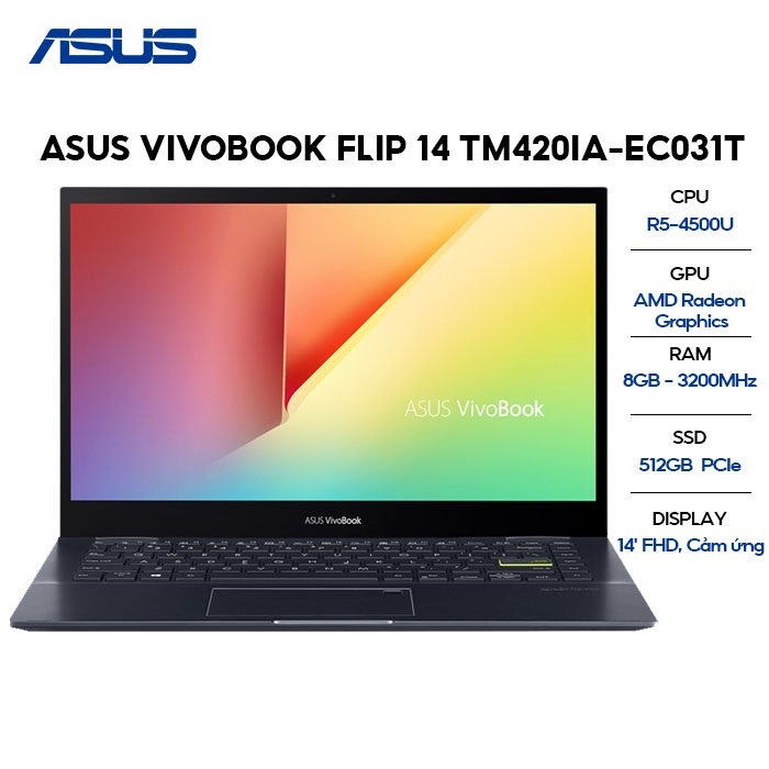 Laptop ASUS VivoBook Flip 14 TM420IA-EC031T  R5-4500U | 8GB | 512GB | AMD Radeon Graphics | 14' FHD | Win 10