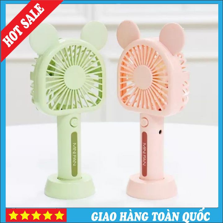 🌸🌸Quạt Cầm Tay Mini 🌸🌸Để Bàn Sạc Pin Tích Điện Nhỏ Gọn Có Đèn Led Nhiều Tốc Độ Gió Mát Hình Gấu Dễ Thương