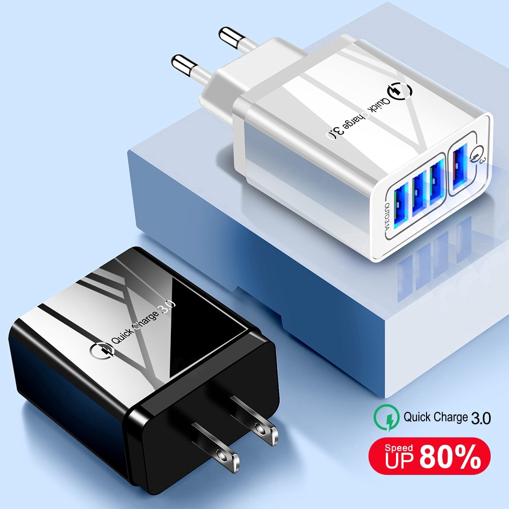 Cốc Sạc Nhanh 4 Cổng USB 3.1A QC3.0