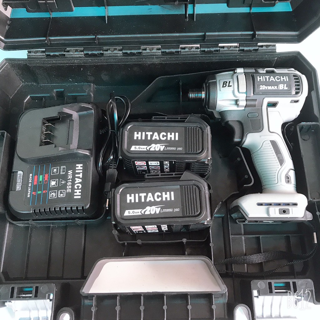 Máy chuyên bắt vít dùng pin Hitachi 650NM Không chổi than có thể dùng khoan tường gạch KÈM 2 PIN