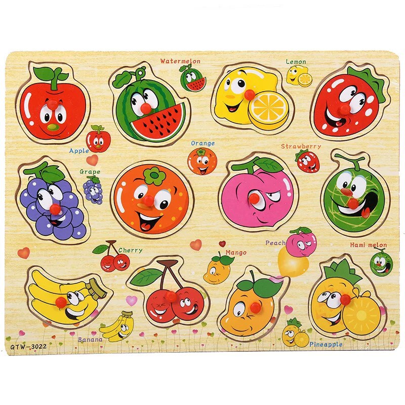 Đồ chơi Bảng gỗ xếp hình có núm cầm tay cho bé loại 1 to đẹp