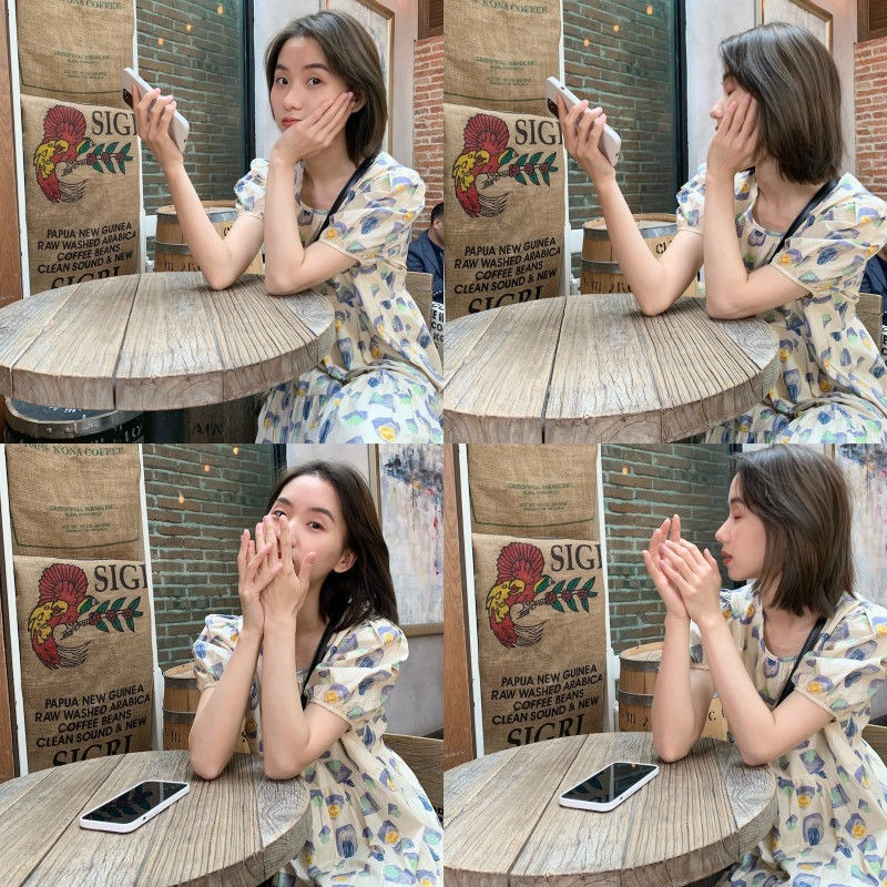 Đầm dáng rộng in họa tiết phong cách Retro thời trang mùa hè thanh lịch cho phái nữ