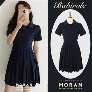 (HÀNG SẴN) Váy sơ mi POLO cộc tay MORAn xòe ngắn xếp ly năng động Hàn Quốc thanh lịch-Kèm ảnh tự chụp