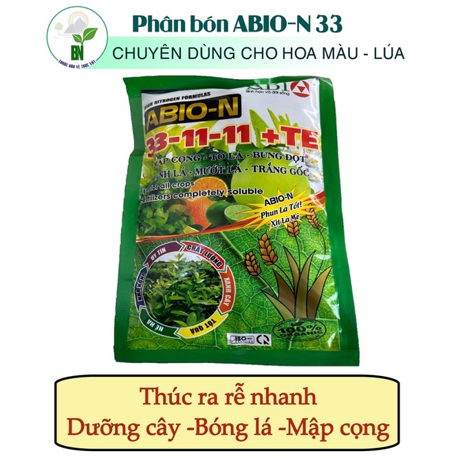Phân bón ABIO-N 33-11-11+TE Phun lá tốt - Xịt lá mê (250 gram/gói)