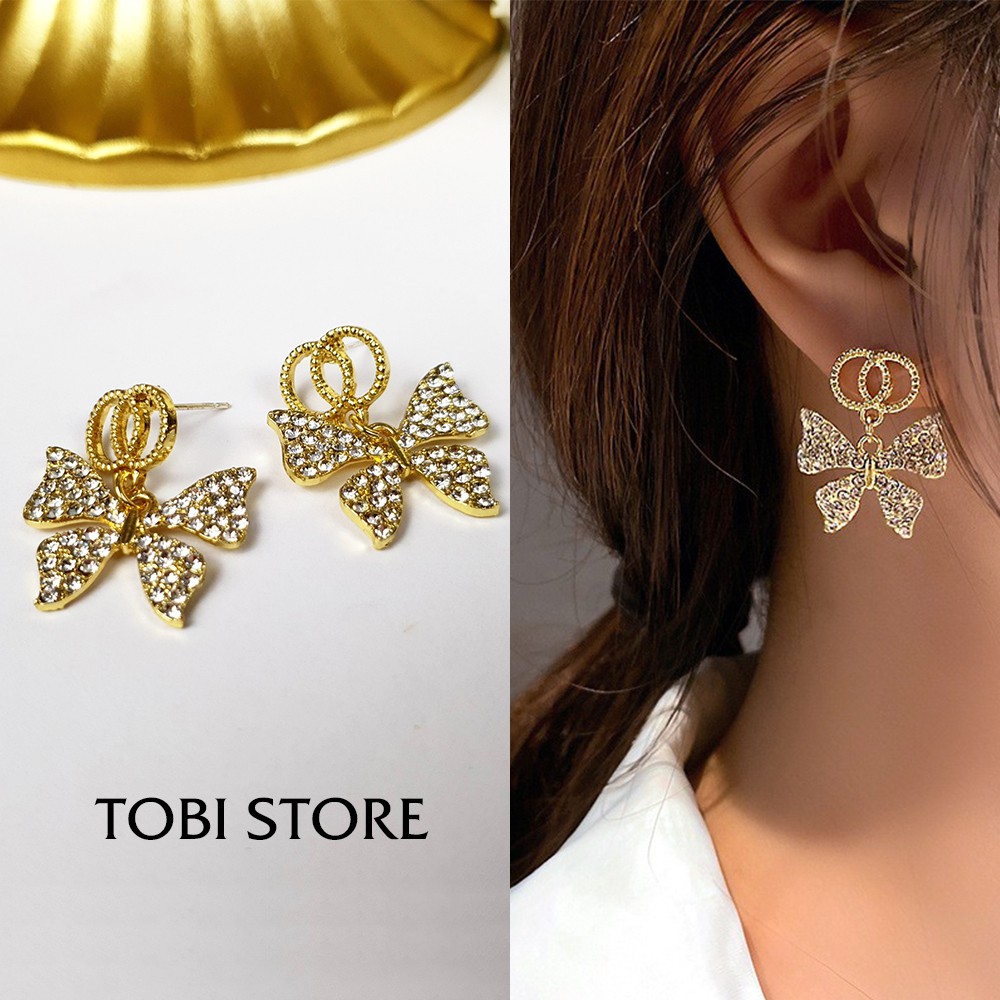 Bông tai nữ TOBI STORE nhiều kiểu dáng khuyên tai nữ dễ thương tròn, dài, mạ vàng xinh xắn