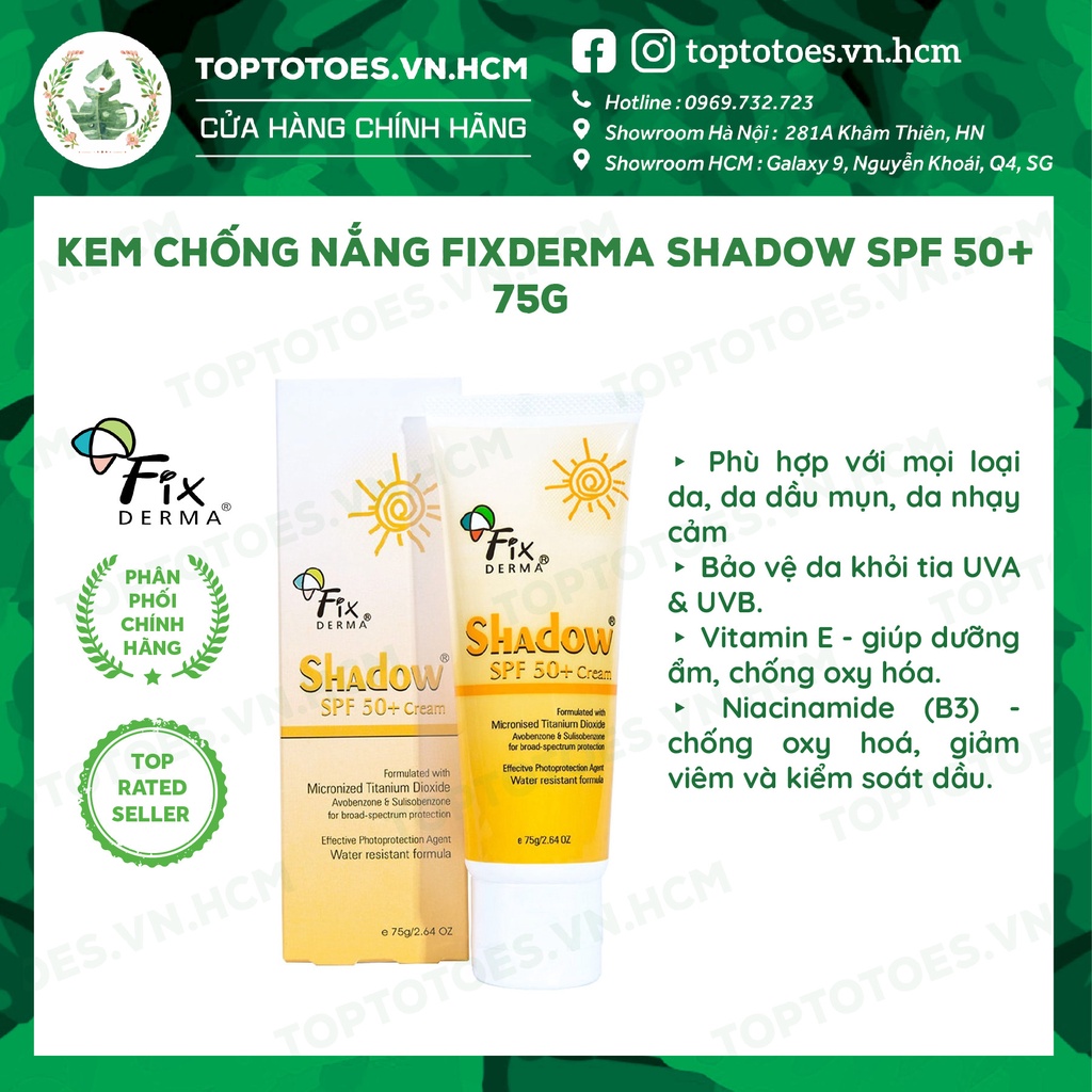 Kem chống nắng Fixderma Shadow SPF 50+ 75g