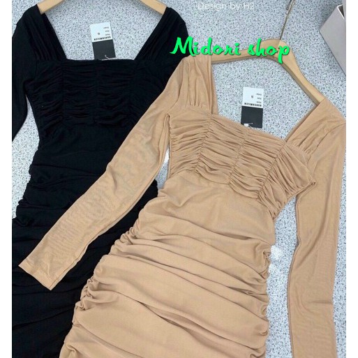 [HÌNH THẬT] Đầm body dài tay nhún thân form dài CHẤT THUN đẹp xuất sắc | BigBuy360 - bigbuy360.vn