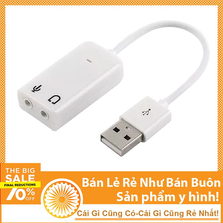 Bảng giá Cáp Âm Thanh 7.1 Chuyển Đổi Từ Cổng USB Ra Loa và Tai Nghe (Trắng) Phong Vũ