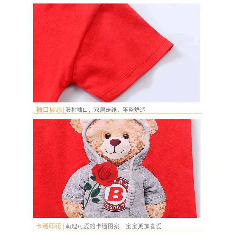 Bộ đồ thun cotton với áo và quần short thoáng khí mùa hè Hàn Quốc cho bé