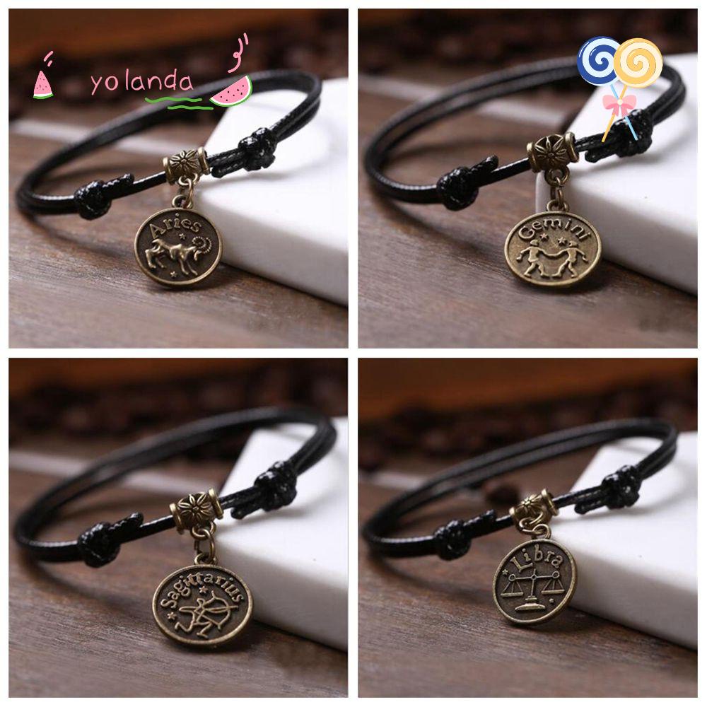 ☆YOLA☆ New Pendant Bracelet Fashion Zodiac Pendant Constellation Anklet Friendship Gift Women Men Best Birthday Gift Horoscope Astrology Leo Libra Scorpio Sagittarius
