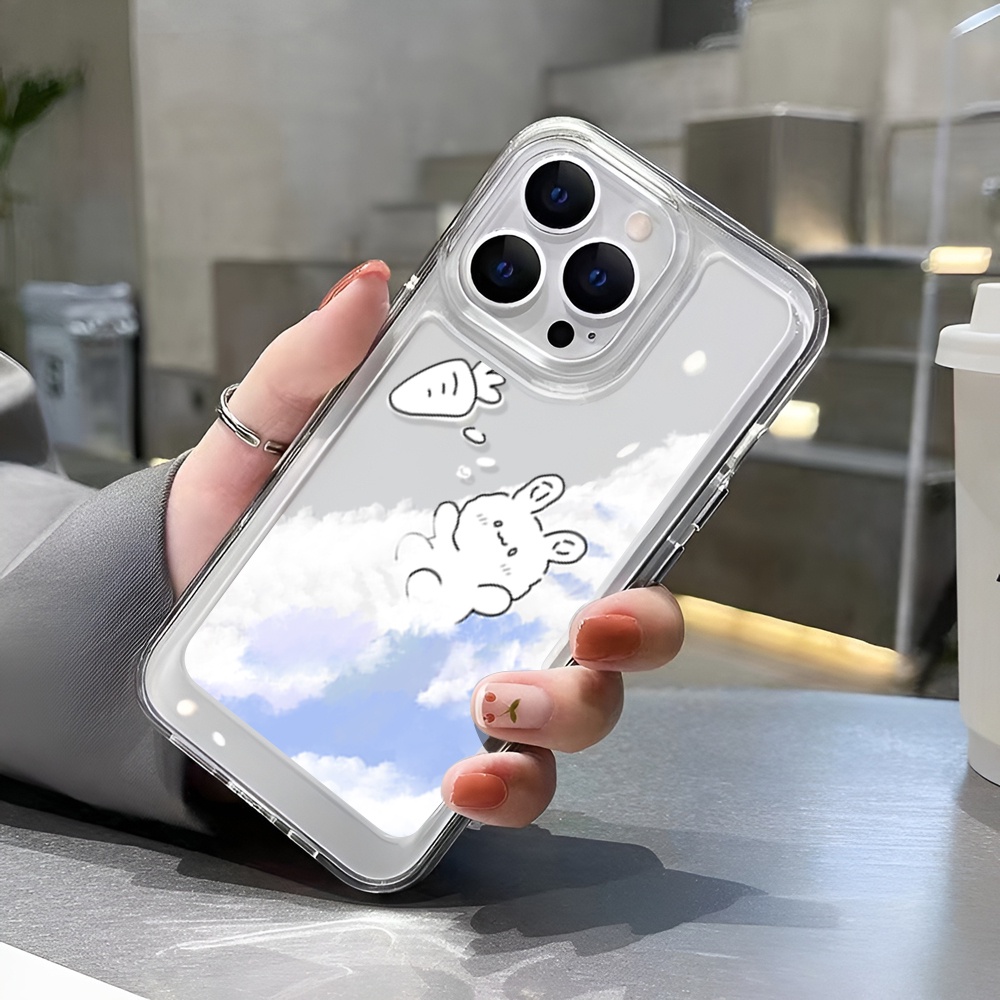 Ốp Điện Thoại Trong Suốt Hình Thỏ Đám Mây Cho iphone 14 Pro Max Plus 13 11 12 7Plus X XR XS Max 7 8 SE 2020