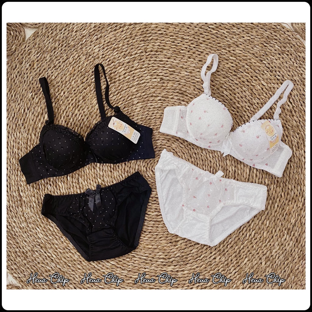 Set Đồ Lót Nữ Hoa Nhí Bộ Đồ Lót Có Gọng Mút Vừa Ôm Nâng Ngực Phối Ren