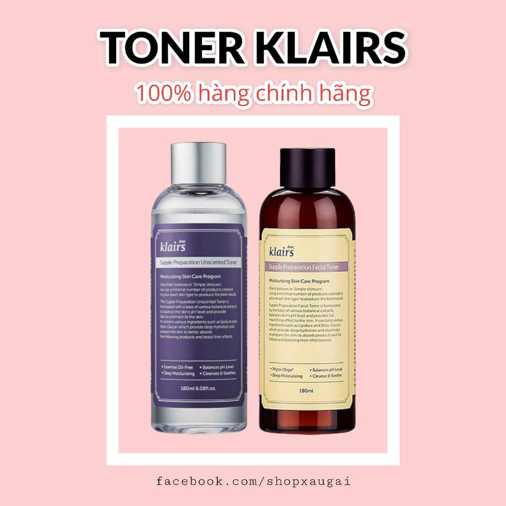 Nước hoa hồng Klairs Supple Preparation Toner 180ml