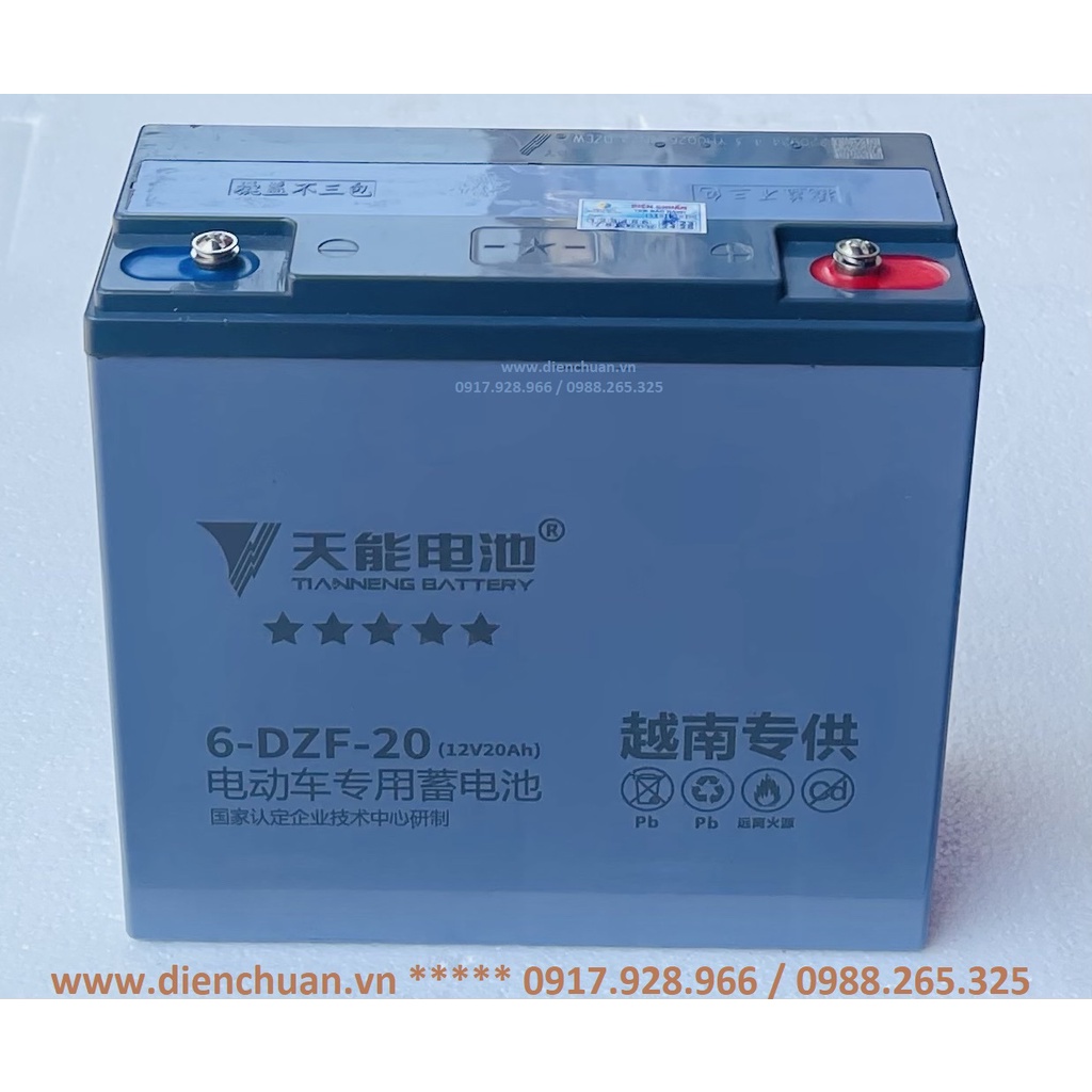 Ắc quy xe đạp điện/ xe máy điện hàng nội địa số 1 Trung Quốc Tianneng 6-DZF-20 (12V 20Ah)