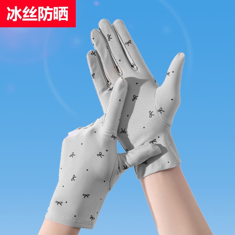 Găng Tay Chống Nắng Bằng Lụa Lạnh Co Giãn Thoáng Khí Tiện Dụng Cho Nữ