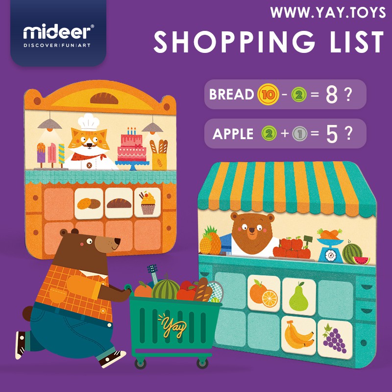 [HDSD T.VIỆT] Bộ Trò Chơi Mô Phỏng Mua Sắm Shopping List 3+ - MIDEER