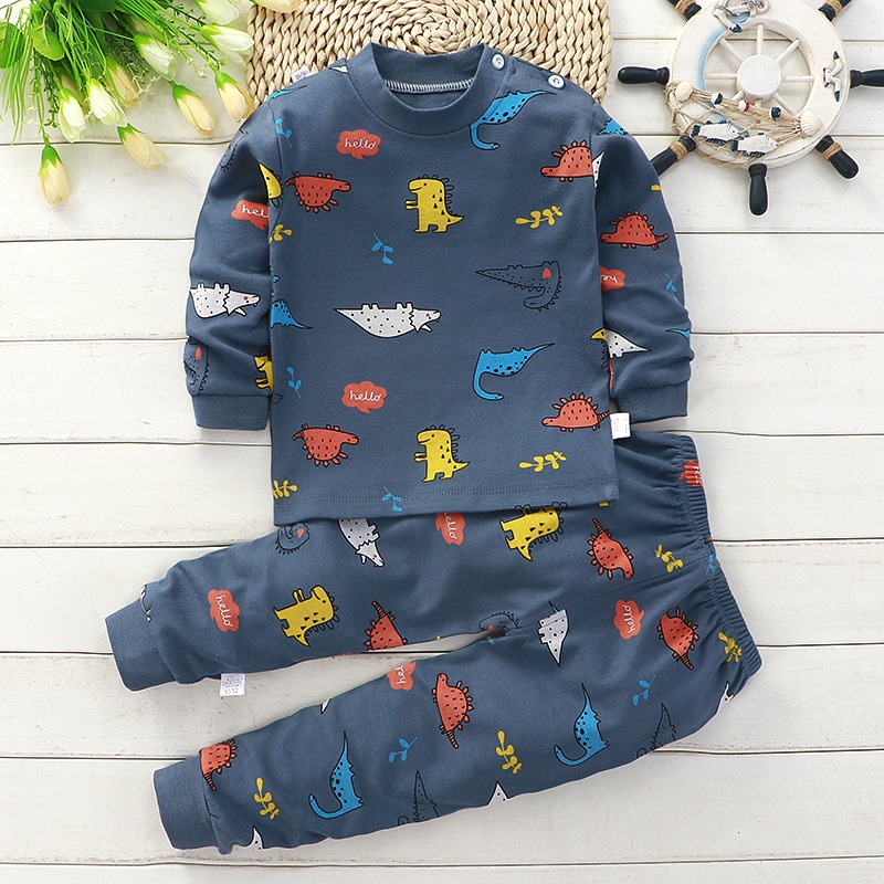 Kidscares đồ ngủ cho bé trai Bộ Quần Áo Ngủ 2 Món Tay Dài 100% Cotton Dành Cho Trẻ Sơ Sinh 0-6 Tuổi