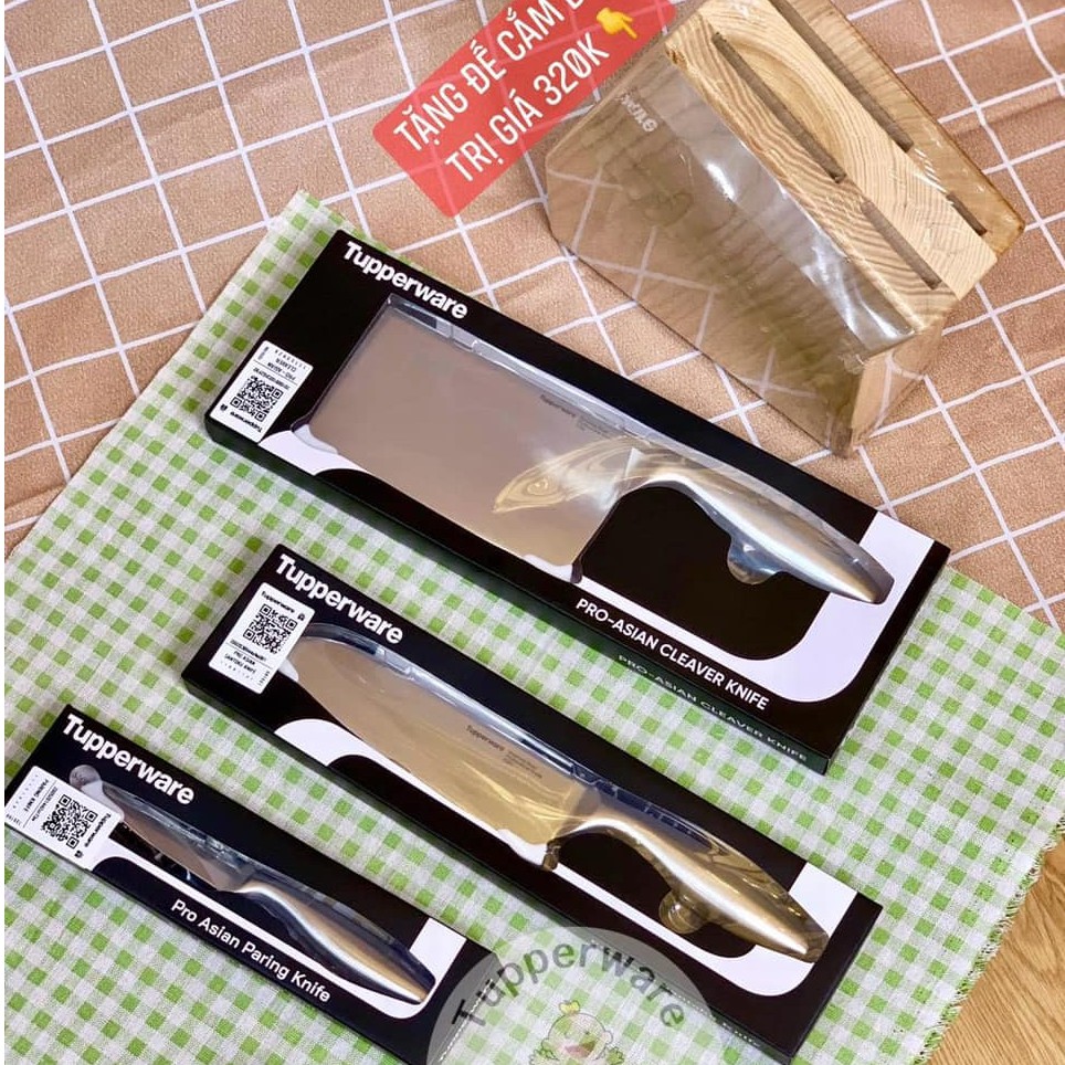Bộ Dao Pro Asian Knives tupperware 3 món tặng kèm đến dao