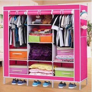 Tủ vải 3 buồng 8 ngăn khung gỗ