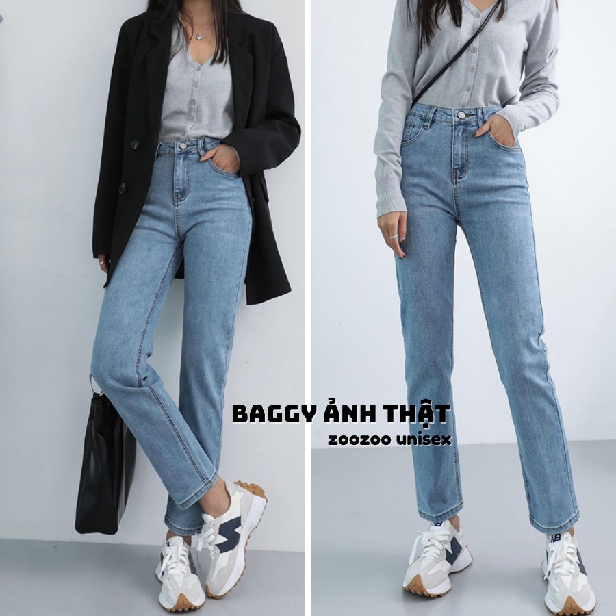 Quần Jean Baggy Nữ Trơn Lưng Cao Dáng Suông, quần bò nữ đi học M285 | BigBuy360 - bigbuy360.vn