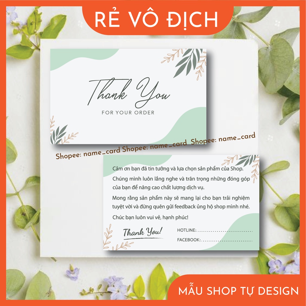 Thiệp cảm ơn, Thank you card, card cảm ơn khách hàng dành cho shop bán hàng có sẵn