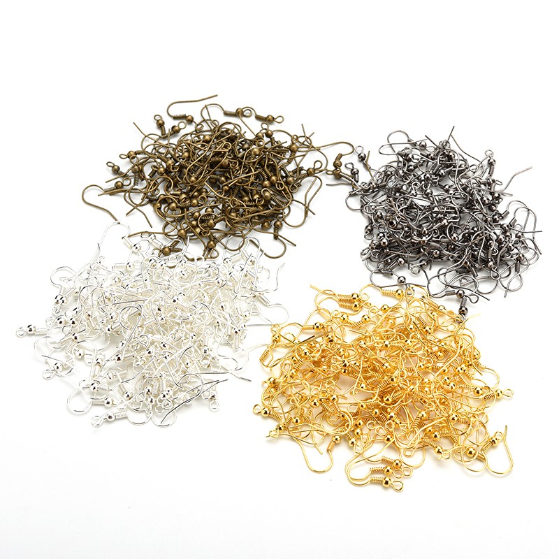 100 cái móc mạ bạc 4 màu làm hoa tai thời trang