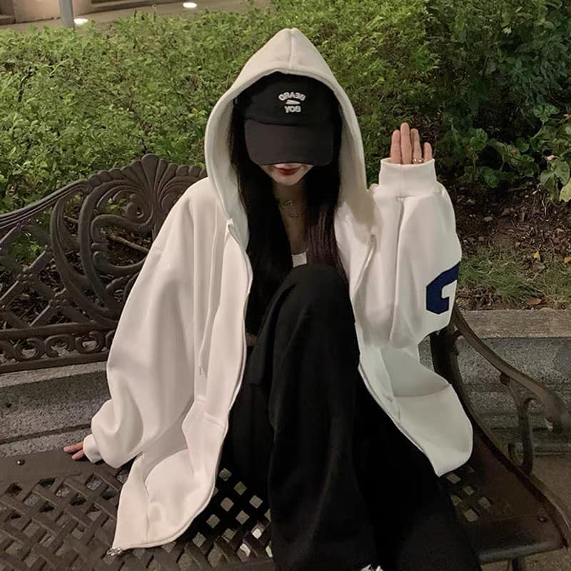 Áo khoác hoodie zip form rộng