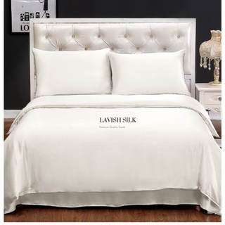 Trọn Bộ Chăn Ga Gối Phi Lụa Lavish Silk Cao Cấp Mát Lạnh Hàng Loại 1 -Trắng