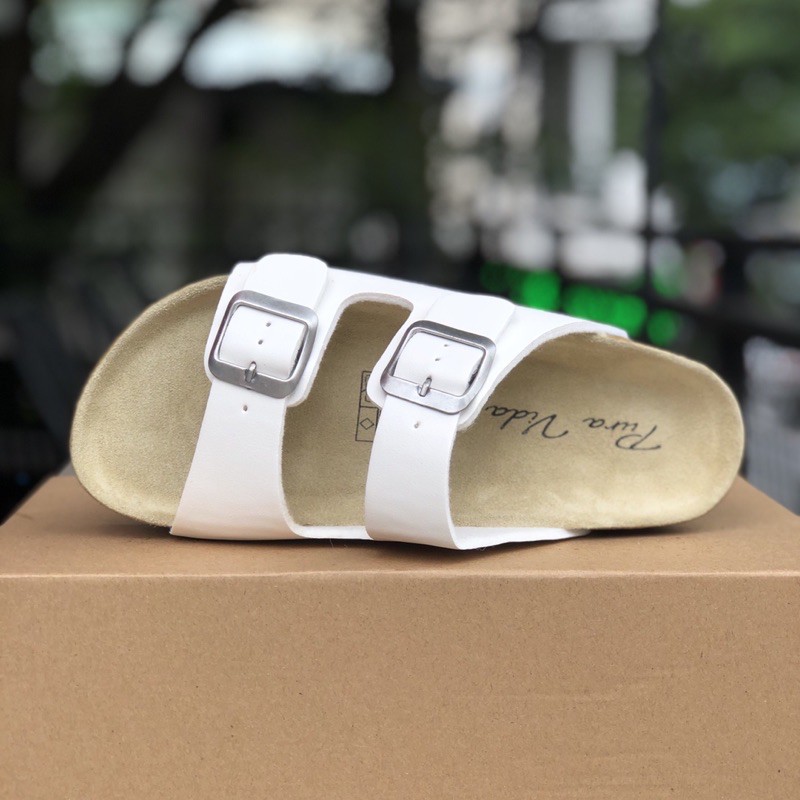 DÉP ĐẾ TRẤU QUAI NGANG INOX  - DÉP QUAI NGANG ĐẾ BẰNG CAO 3 PHÂN - TRẮNG - ĐEN  - CR60