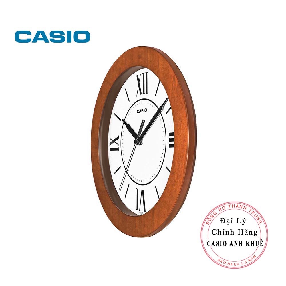 Đồng hồ treo tường Casio IQ-126-5BDF kim trôi viền gỗ