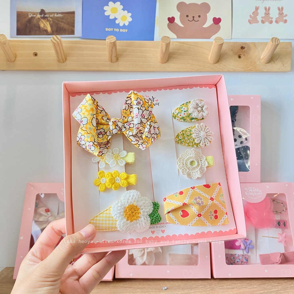 SET KẸP TÓC CHENNY BONGBONG CHO BÉ GÁI MADE IN KOREA