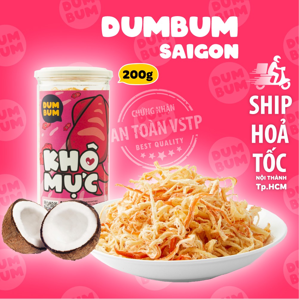 Khô mực hấp dừa xé sợi DumBum 200g đồ ăn vặt Sài Gòn