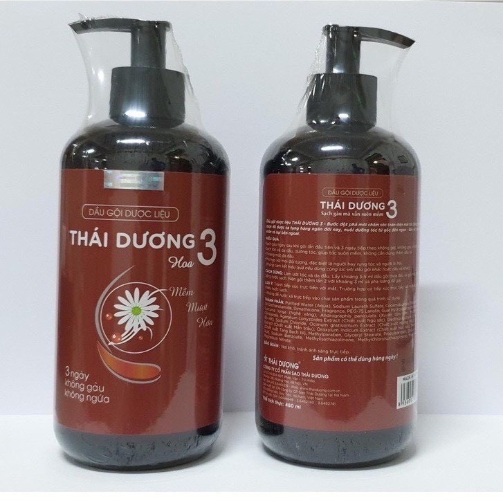 DẦU GỘI DƯỢC LIỆU THÁI DƯƠNG 3 CHAI 480ML, NGĂN NGỪA RỤNG TÓC, GÀU NGỨA, SAO THÁI DƯƠNG