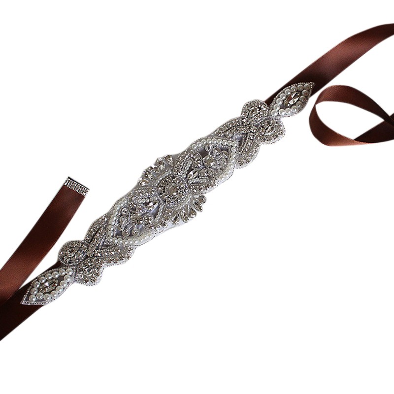 Thắt Lưng Dây Ruy Băng Đính Đá Lấp Lánh Cho Cô Dâu