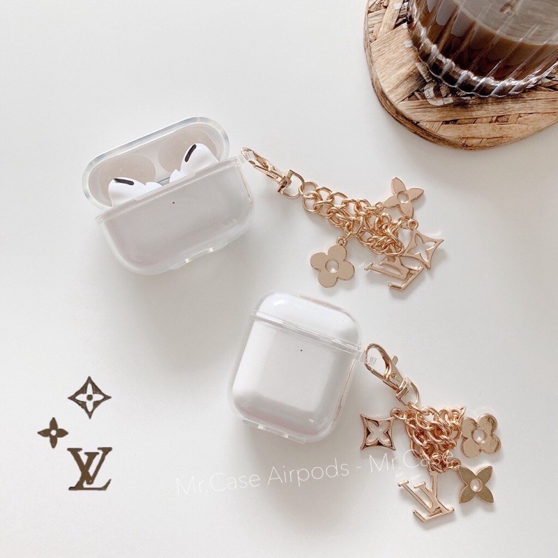 Case Airpods 1/2 Pro Vỏ Ốp Đựng Tai Nghe Trong dẻo Kèm Móc Khoá Vàng Xinh - Mr.Case