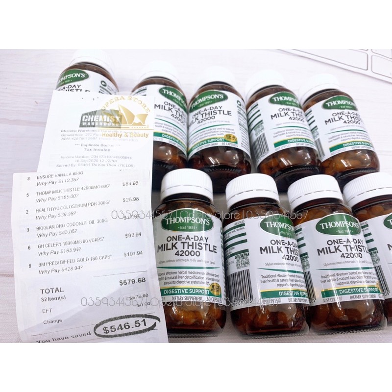 Thompson's Milk Thistle 42000mg 60v Thải độc Gan | Thế Giới Skin Care