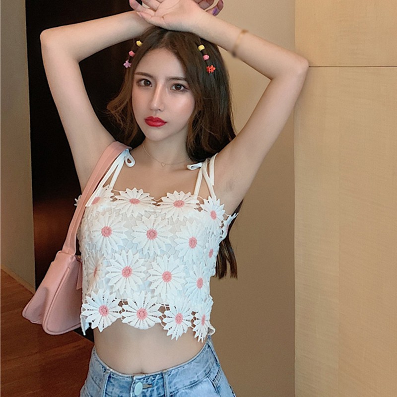 Áo Hai Dây Phối Ren Hoa Gợi Cảm Thời Trang Mùa Hè Cho Nữ | BigBuy360 - bigbuy360.vn